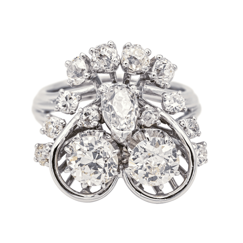 Bague 49 Bague cocktail Art déco en or blanc 18 carats et diamants 58 Facettes 3904852CN