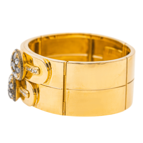 Bracelet Bracelet tank manchette en or jaune 18 carats et diamants 58 Facettes 3904859CN