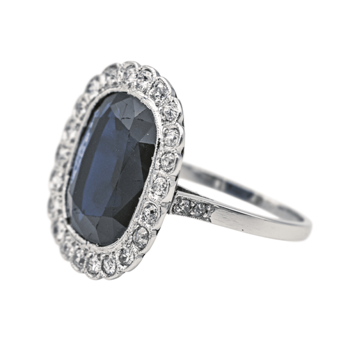 Bague 53 Bague Pompadour en platine 950 saphir ovale et diamants 58 Facettes 3904864CN
