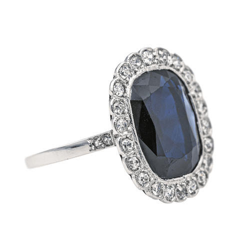 Bague 53 Bague Pompadour en platine 950 saphir ovale et diamants 58 Facettes 3904864CN