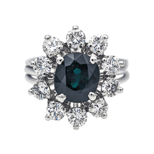 Bague 45 Bague marguerite en or blanc avec saphir et diamants 58 Facettes 3905085CN