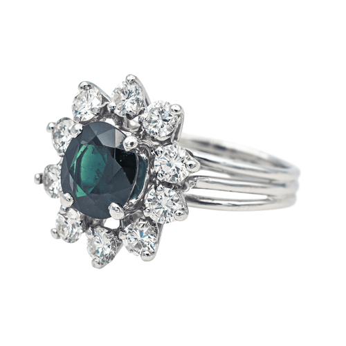 Bague 45 Bague marguerite en or blanc avec saphir et diamants 58 Facettes 3905085CN