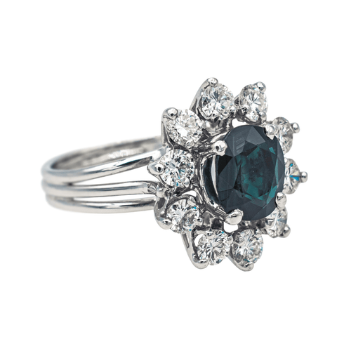 Bague 45 Bague marguerite en or blanc avec saphir et diamants 58 Facettes 3905085CN