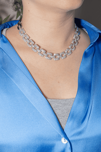 Collier Collier en or blanc 18 carats serti de diamants 58 Facettes 3907072CN