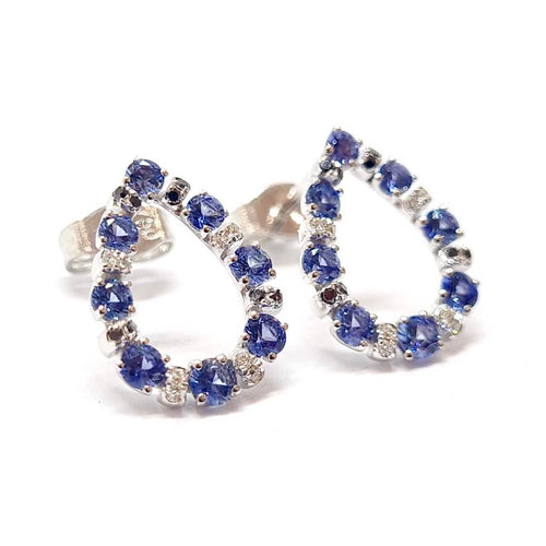 Boucles d'oreilles Boucles d’oreilles poire en or blanc 18 carats, saphirs et diamants 58 Facettes
