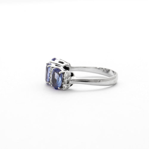 Bague 53 Bague Or Gris Tanzanites 58 Facettes DV0302-2