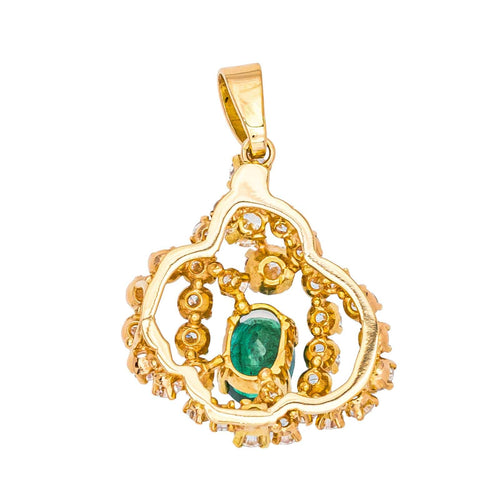 Pendentif Pendentif en or jaune 18 carats avec émeraude et diamants 58 Facettes 3944482CN