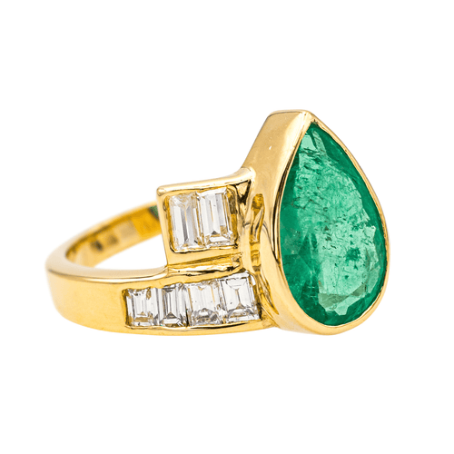 Bague 51 Bague en or jaune 18 carats avec émeraude et diamants 58 Facettes 3954556RV