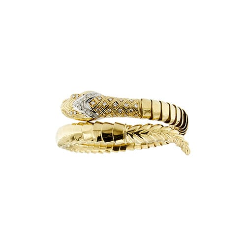 Bracelet Bracelet serpent rigide contrarié en or jaune 18 kt et diamants 58 Facettes 39752