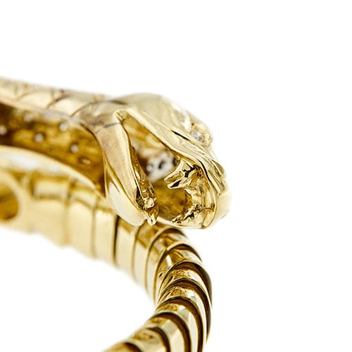 Bracelet Bracelet serpent rigide contrarié en or jaune 18 kt et diamants 58 Facettes 39752