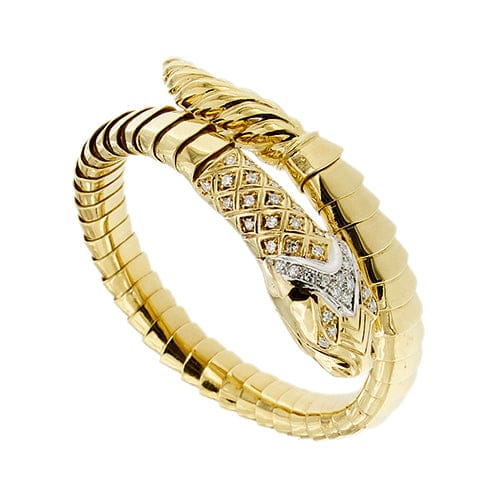 Bracelet Bracelet serpent rigide contrarié en or jaune 18 kt et diamants 58 Facettes 39752