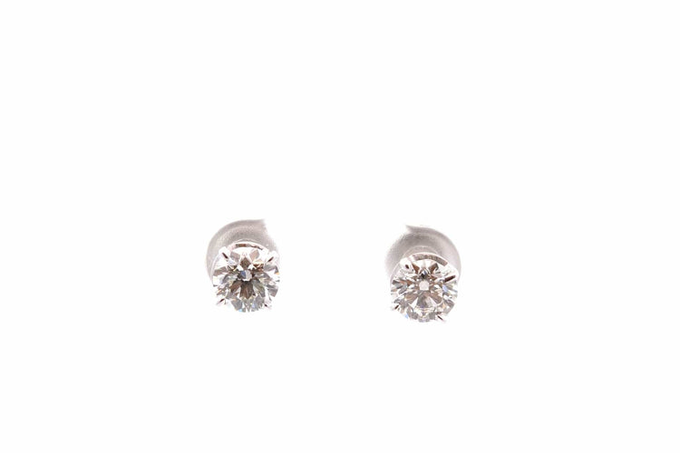 Boucles d'oreilles Puces d’oreilles en or blanc 18k avec 2 diamants 1 ct 58 Facettes 27899