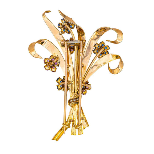 Broche Broche en or rose 18 carats avec rubis, saphirs et diamants 58 Facettes 3994908CN