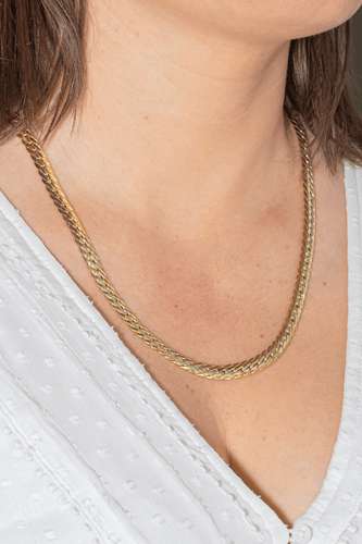 Collier Collier chaîne maille anglaise en or jaune et blanc 18 carats 58 Facettes 3995436CN
