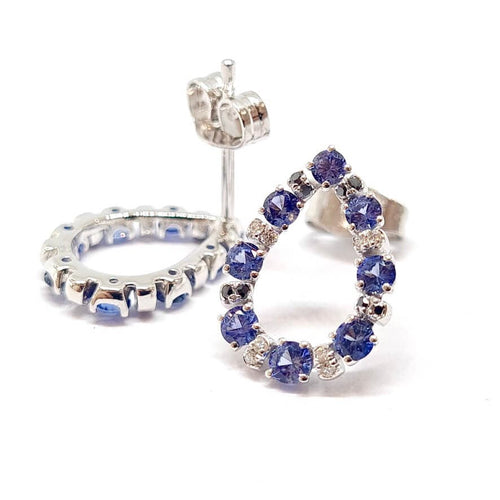 Boucles d'oreilles Boucles d’oreilles poire en or blanc 18 carats, saphirs et diamants 58 Facettes