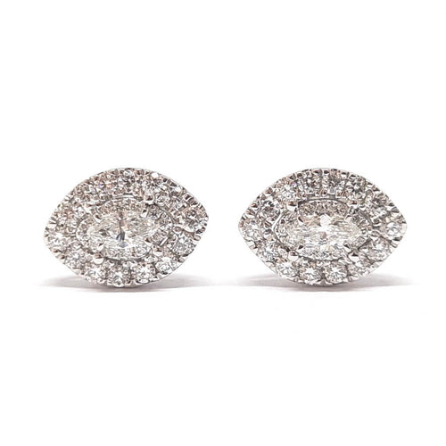 Boucles d'oreilles Boucles d'oreilles marquise diamants or blanc 58 Facettes