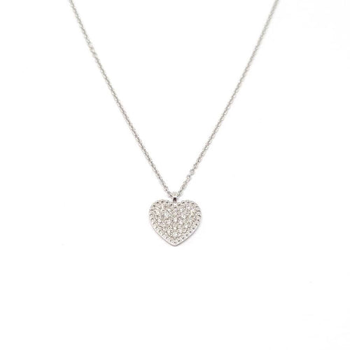 Collier Collier Coeur pavage diamants or blanc 58 Facettes
