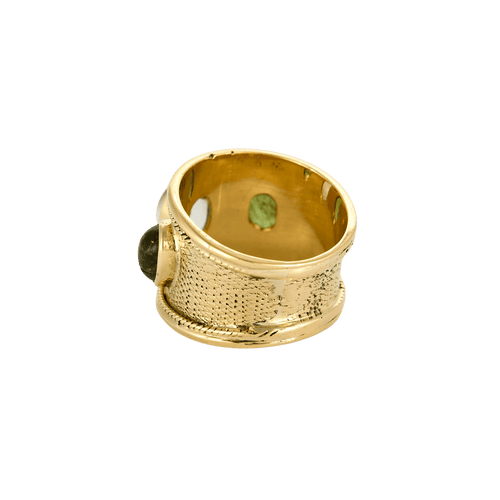Bague 57 Bague jonc sertie de trois pierres de couleur en or jaune 18 carats 58 Facettes BO/240024///