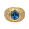 Bague 49.5 Bague en or jaune 18 carats avec saphir ovale et diamants 58 Facettes 4002856CN