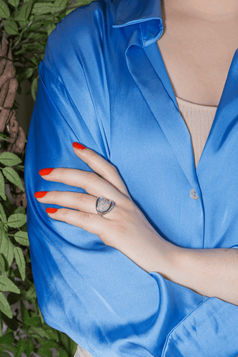 Bague 58 Bague pavée en or blanc 18 carats et diamants taille brillant 58 Facettes 4031098RV