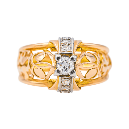 Bague 59 Bague Tank en or rose et or blanc avec diamants 58 Facettes 4033238CN