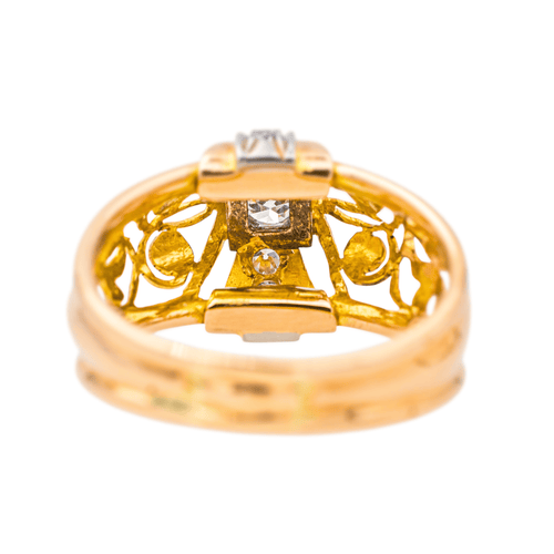 Bague 59 Bague Tank en or rose et or blanc avec diamants 58 Facettes 4033238CN