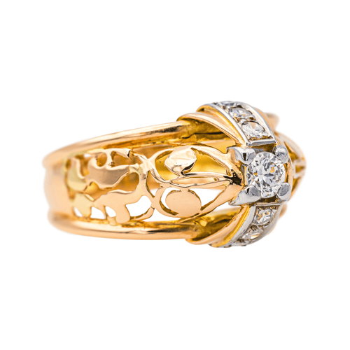 Bague 59 Bague Tank en or rose et or blanc avec diamants 58 Facettes 4033238CN