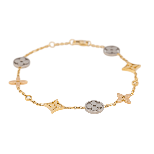 Bracelet Louis Vuitton Blossom - Bracelet en or jaune, blanc et rose avec diamants 58 Facettes 4045777CN