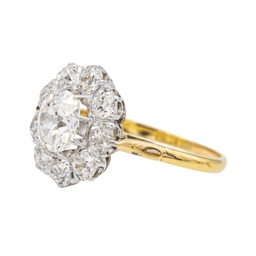 Bague 55 Bague marguerite en or jaune et platine avec diamants 58 Facettes 4084163CN