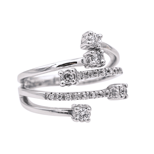 Bague 55 Bague pavée en or blanc 18 carats et diamants 58 Facettes 4086039CN