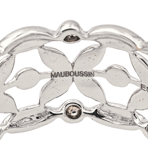 Bague 54 Mauboussin - Bague bandeau à motif floral en or blanc 58 Facettes 4098642RV