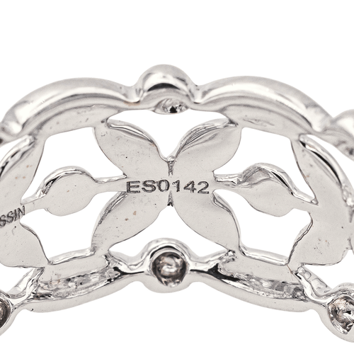 Bague 54 Mauboussin - Bague bandeau à motif floral en or blanc 58 Facettes 4098642RV