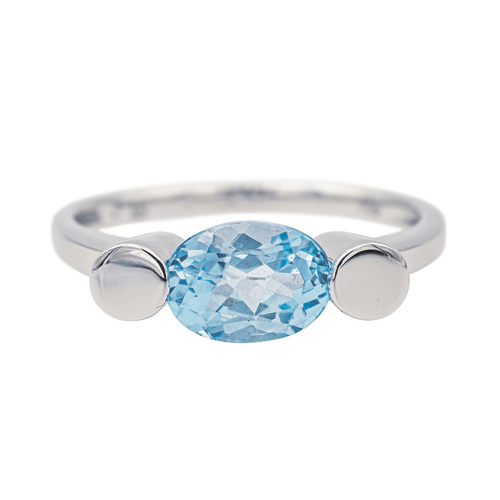 Bague 56 Bague en or blanc 18 carats avec topaze bleue 58 Facettes 4098650RV