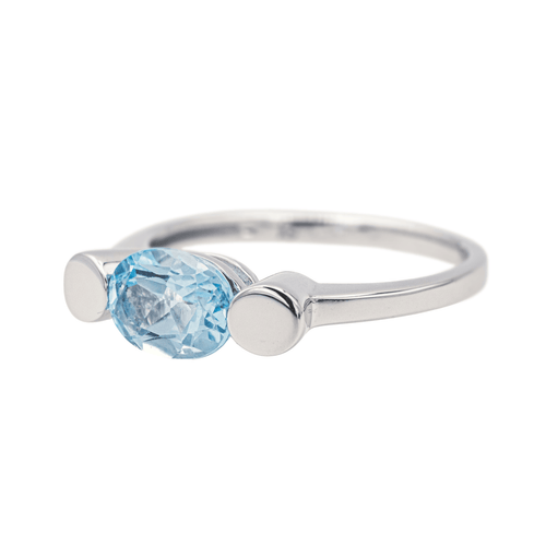 Bague 56 Bague en or blanc 18 carats avec topaze bleue 58 Facettes 4098650RV
