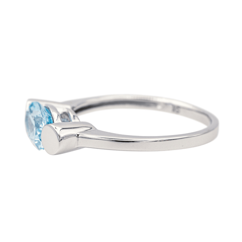 Bague 56 Bague en or blanc 18 carats avec topaze bleue 58 Facettes 4098650RV