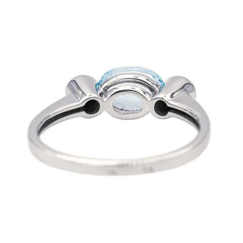 Bague 56 Bague en or blanc 18 carats avec topaze bleue 58 Facettes 4098650RV