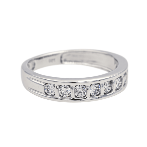 Bague 53 Bague demi-alliance en or blanc 18 carats et diamants 58 Facettes 4098653RV