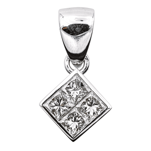 Pendentif Pendentif en or blanc 18 carats avec diamants taille princesse 58 Facettes 4113811CN