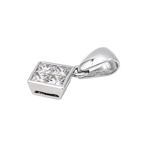 Pendentif Pendentif en or blanc 18 carats avec diamants taille princesse 58 Facettes 4113811CN