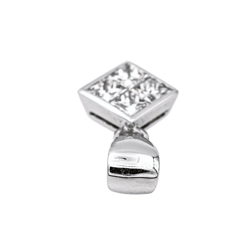 Pendentif Pendentif en or blanc 18 carats avec diamants taille princesse 58 Facettes 4113811CN
