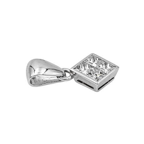 Pendentif Pendentif en or blanc 18 carats avec diamants taille princesse 58 Facettes 4113811CN