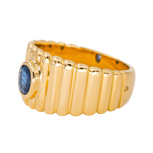 Bague 52 Bague bandeau en or jaune 18K sertie d’un saphir ovale 58 Facettes 4145038CN