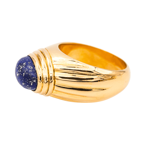 Bague 55 Bague en or jaune 18 carats sertie d’un lapis-lazuli cabochon 58 Facettes 4148027RV