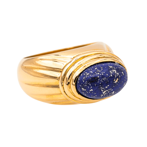 Bague 55 Bague en or jaune 18 carats sertie d’un lapis-lazuli cabochon 58 Facettes 4148027RV