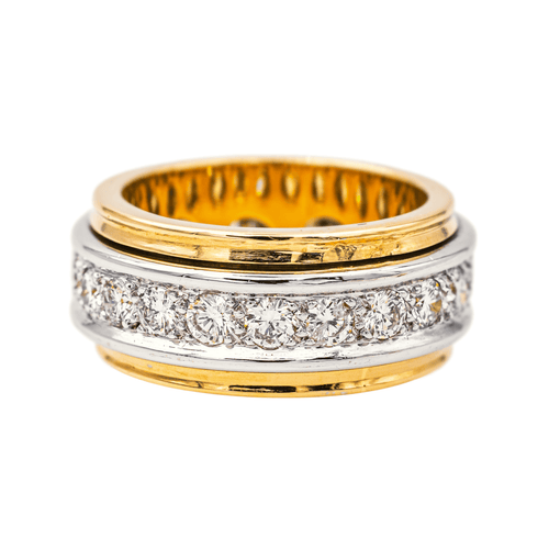 Bague 54 Bague alliance tour complet en or jaune et or blanc sertie de diamants 58 Facettes 4148030RV