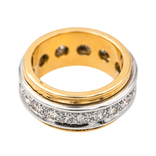 Bague 54 Bague alliance tour complet en or jaune et or blanc sertie de diamants 58 Facettes 4148030RV