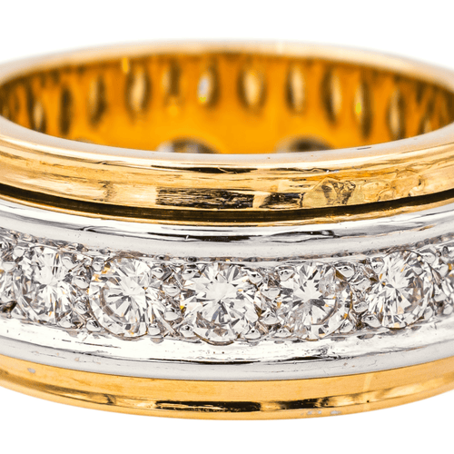 Bague 54 Bague alliance tour complet en or jaune et or blanc sertie de diamants 58 Facettes 4148030RV