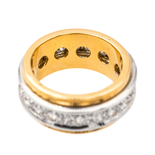 Bague 54 Bague alliance tour complet en or jaune et or blanc sertie de diamants 58 Facettes 4148030RV