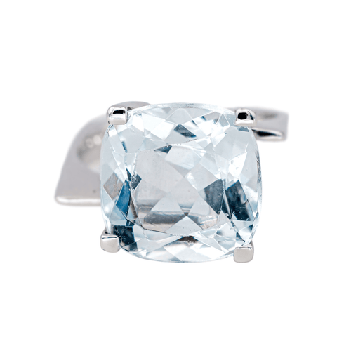 Bague 53 Bague solitaire en or blanc 18 carats avec aigue-marine 58 Facettes 4152530RV