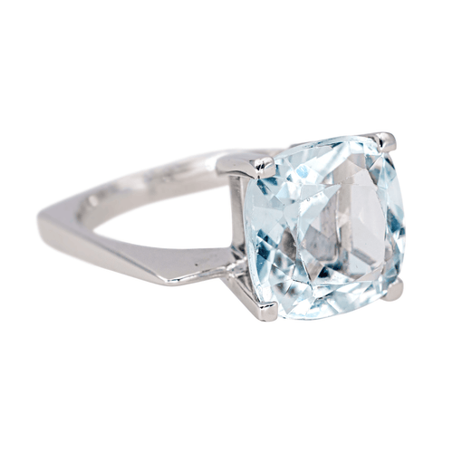 Bague 53 Bague solitaire en or blanc 18 carats avec aigue-marine 58 Facettes 4152530RV